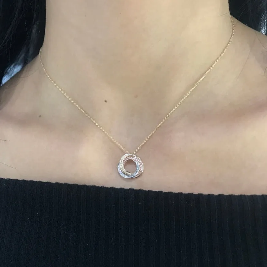 10k Gold CZ Tri Color Circle Necklace