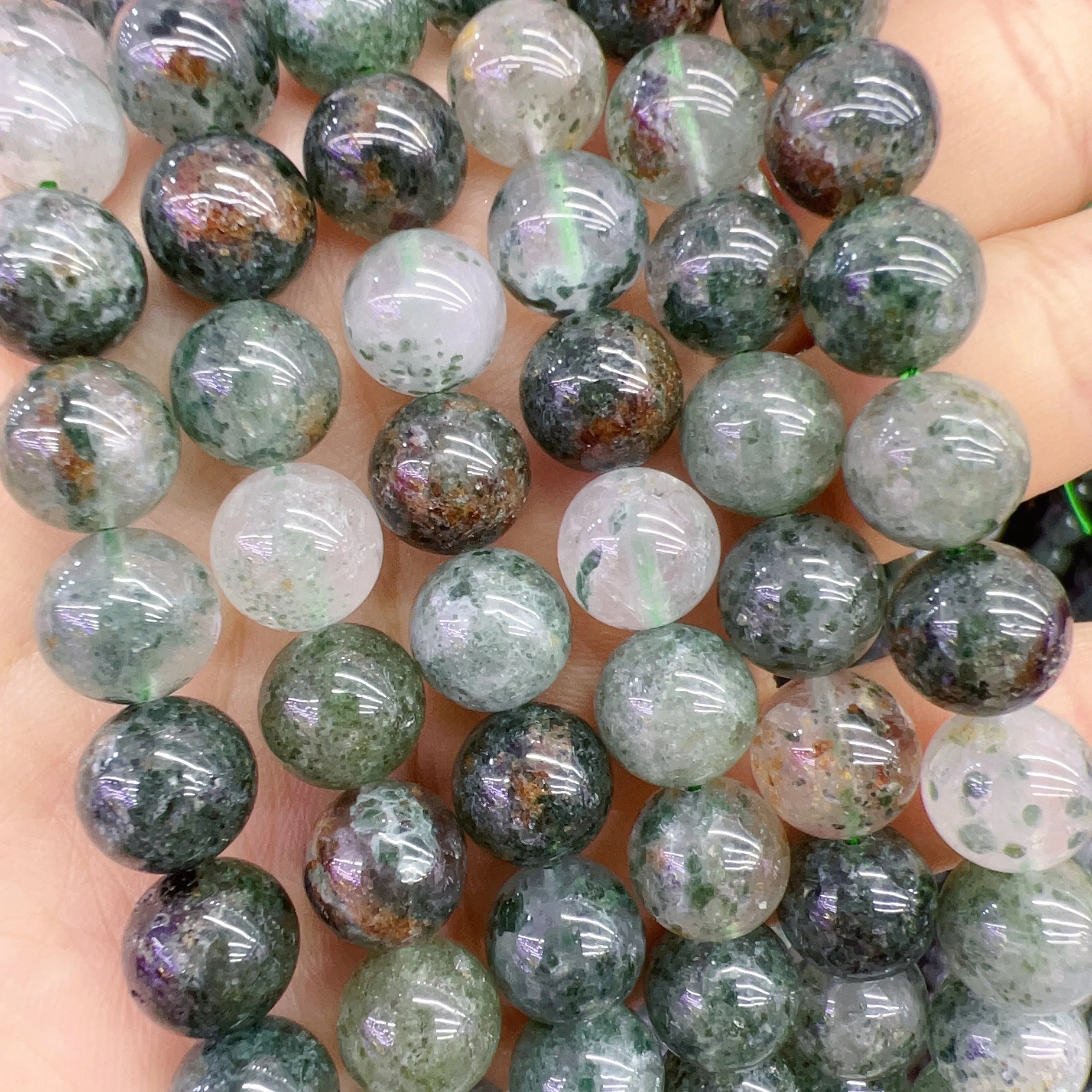 10mm Natural Assorted Phantom Quartz Round Bead Strands for DIY Jewelry Project