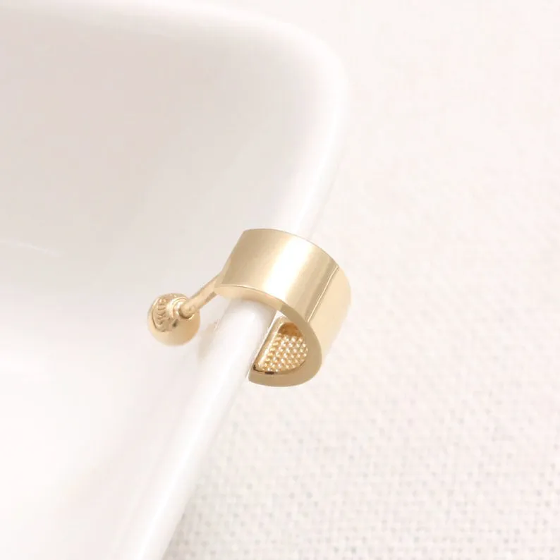 14K 18K Solid Gold  Solid Gold 5mm Width Tube Ear Hoop Stud Cartilage Tragus Helix Conch Lobe Piercing Earring