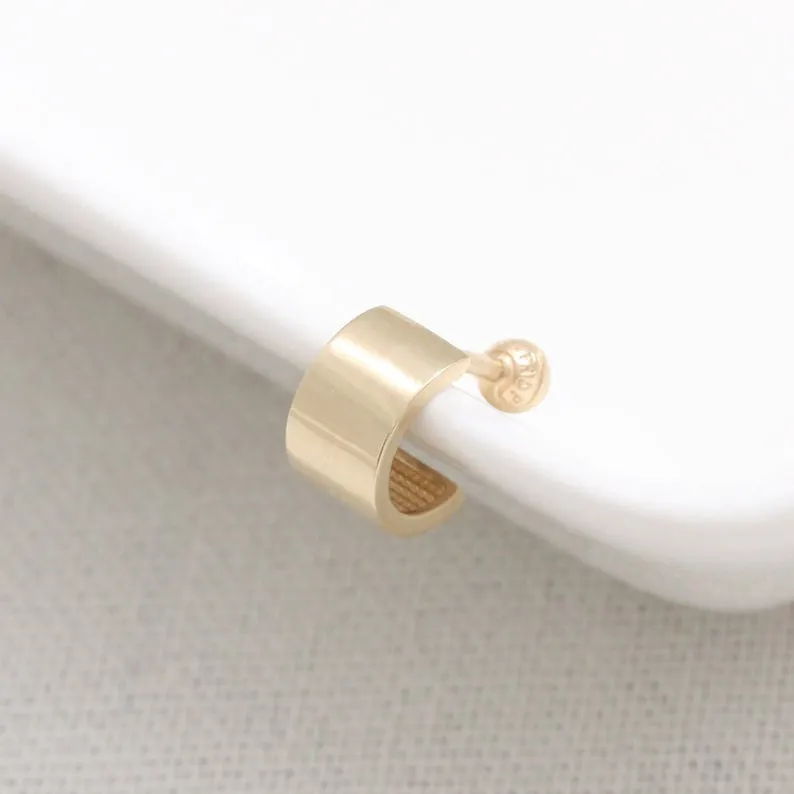 14K 18K Solid Gold  Solid Gold 5mm Width Tube Ear Hoop Stud Cartilage Tragus Helix Conch Lobe Piercing Earring