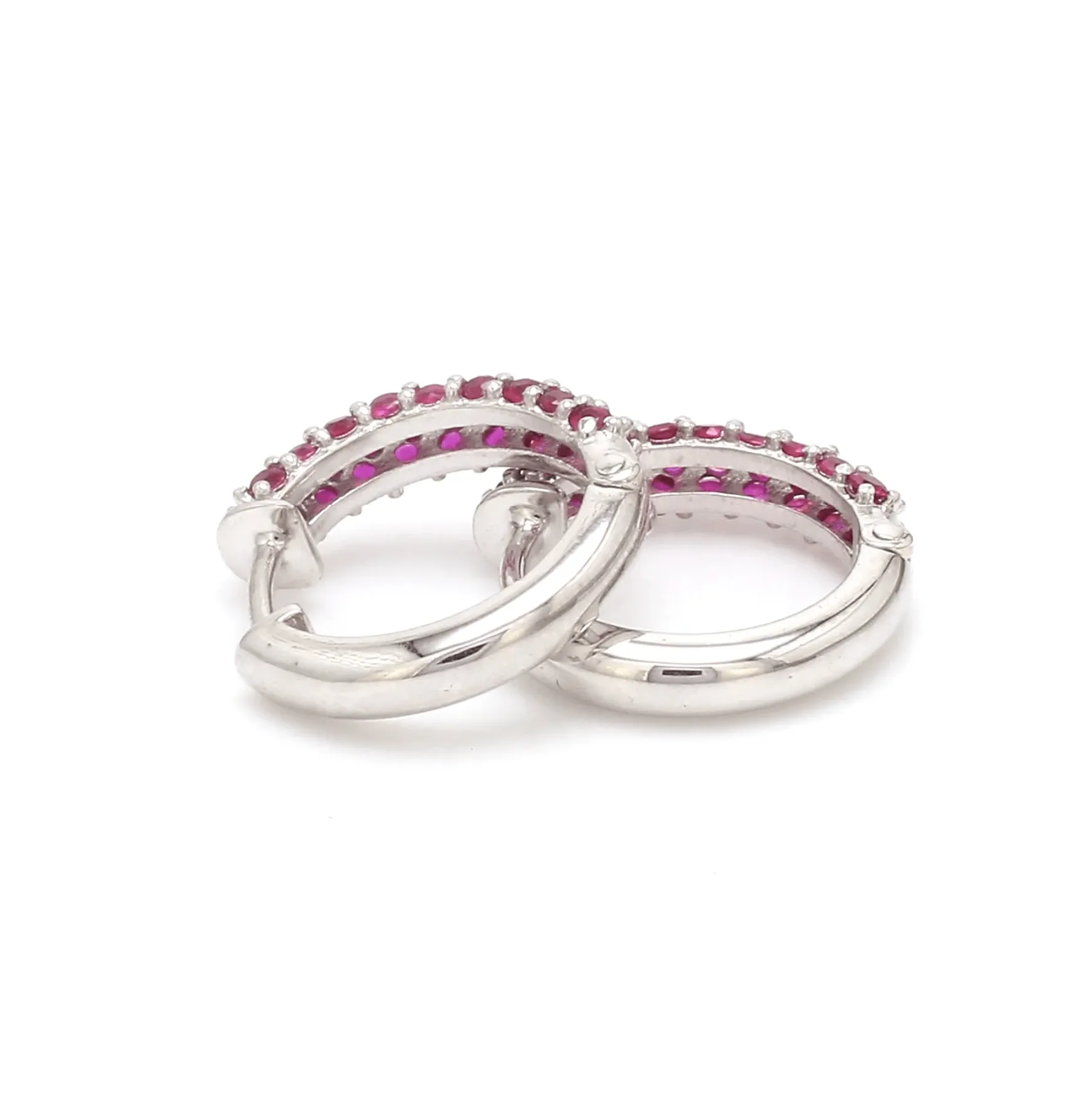 14K & 18K Micro-Pave Ruby Hoop Earrings