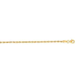 14K Gold 2.5mm Diamond Cut Royal Rope Chain