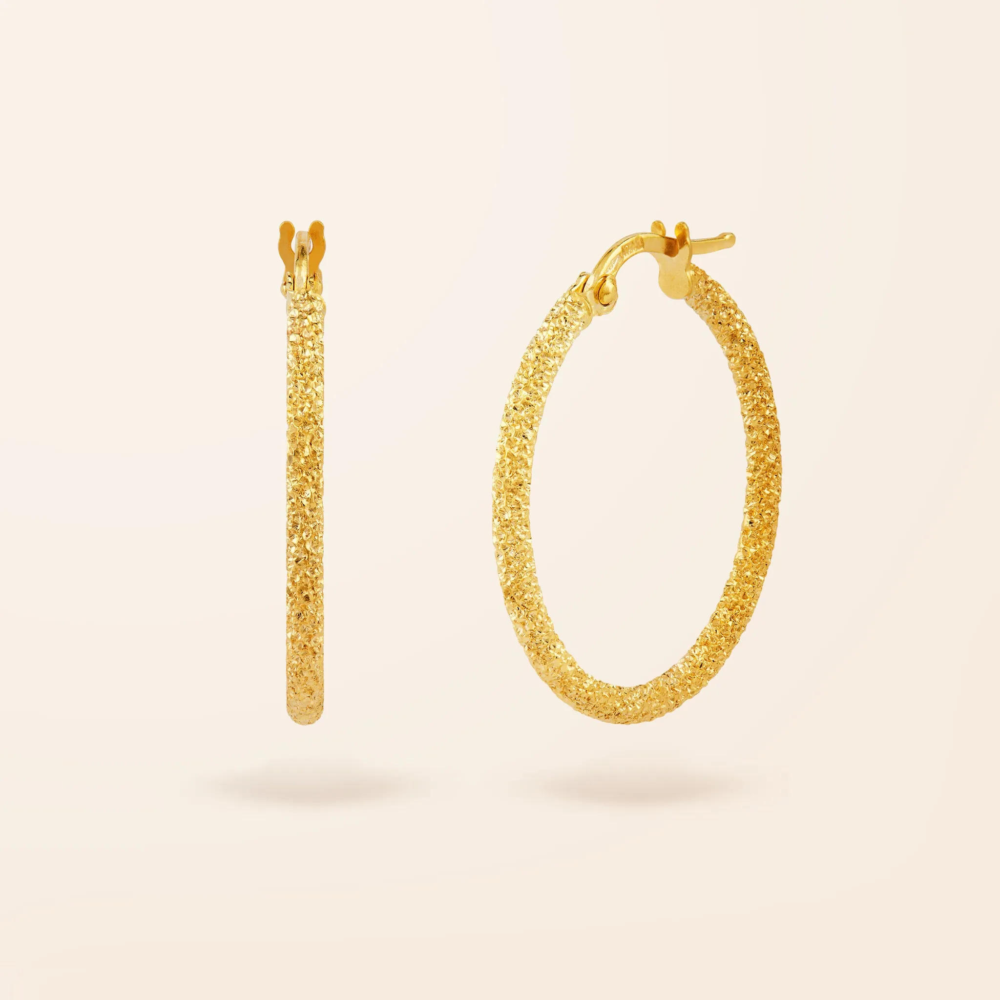 14K Gold Glitter Hoop Earrings