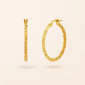 14K Gold Glitter Hoop Earrings