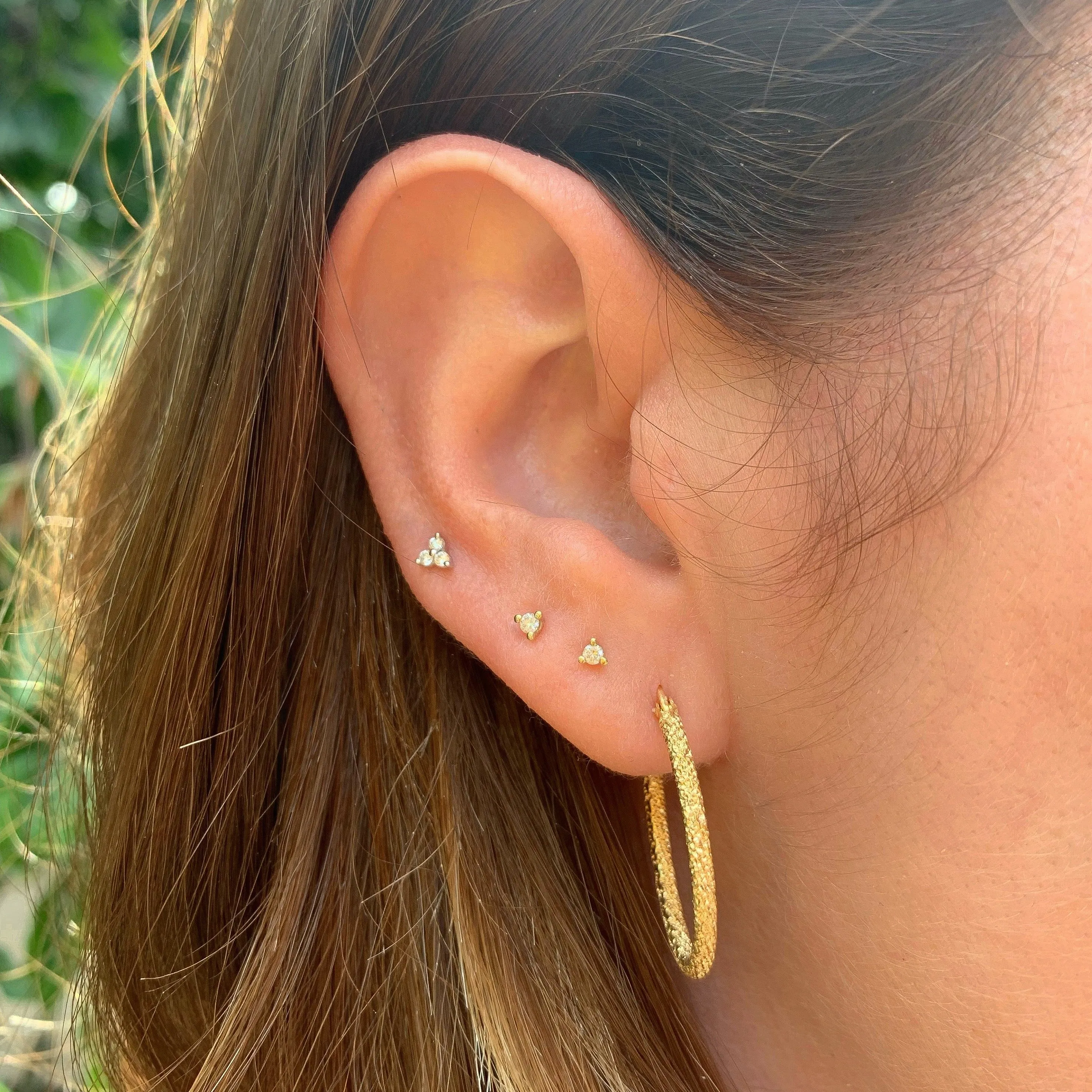 14K Gold Glitter Hoop Earrings