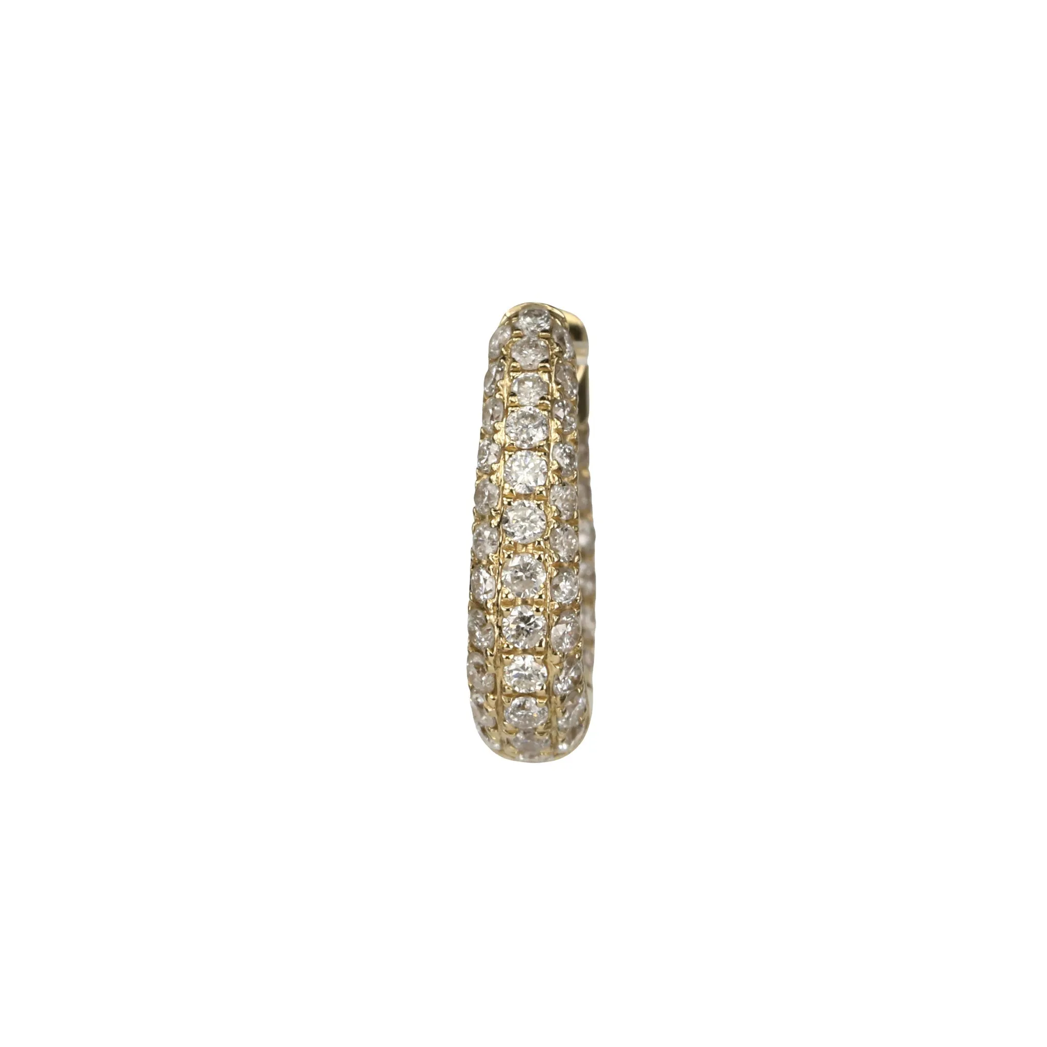 14K Gold Three Row Pave Inside Out Huggie