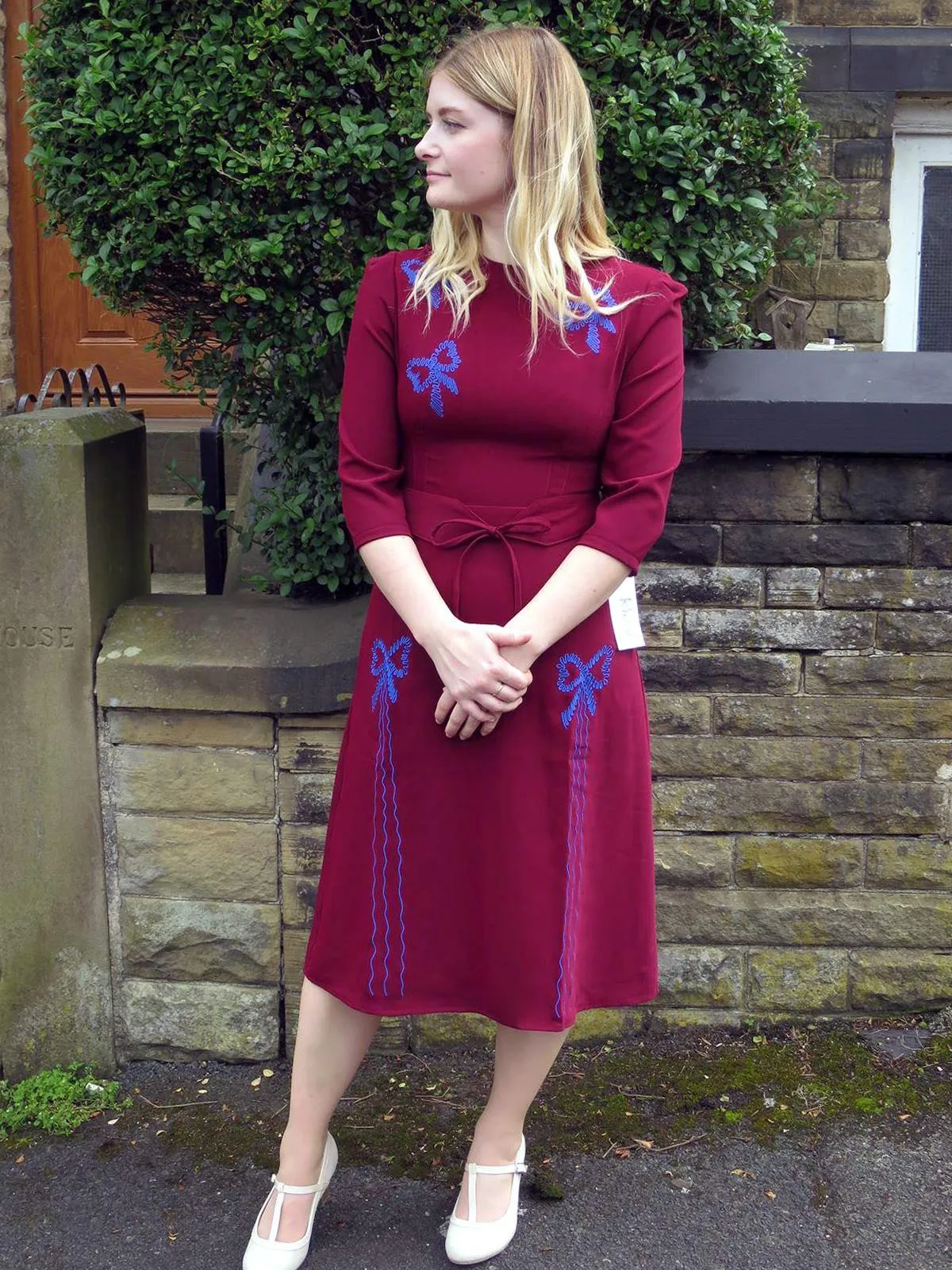 1940s Vintage Beau Belle Embroidered Dress in Red