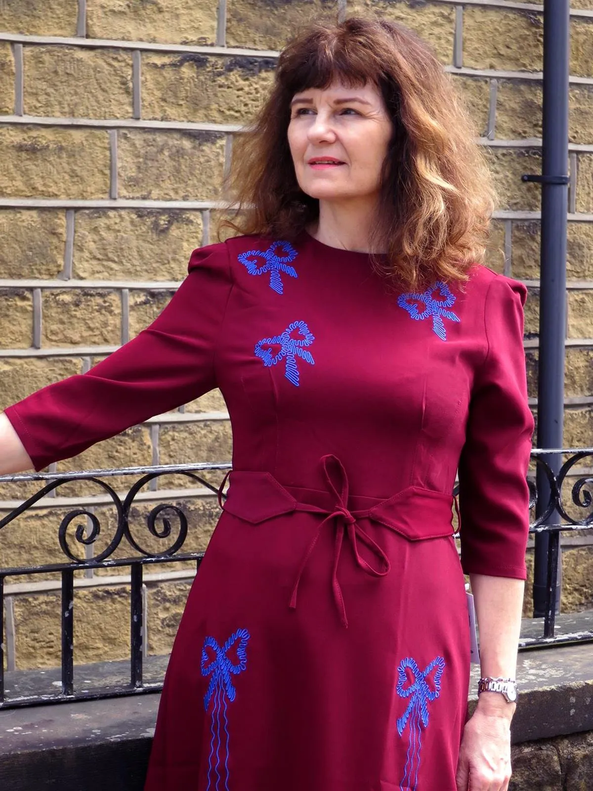 1940s Vintage Beau Belle Embroidered Dress in Red