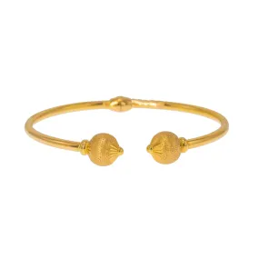 22K Yellow Gold Bangle W/ Facing Speckled Accent Balls