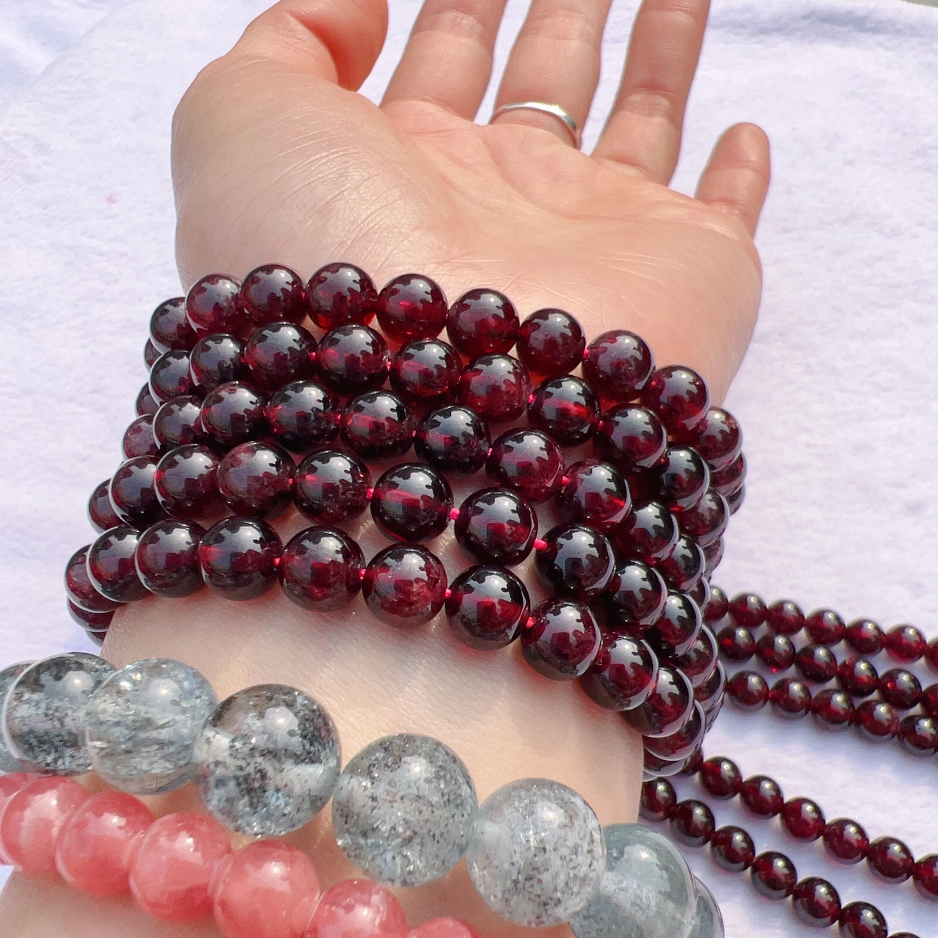 7 - 7.5mm Natural Almandine Red Garnet Round Bead Strands for DIY Jewelry Project