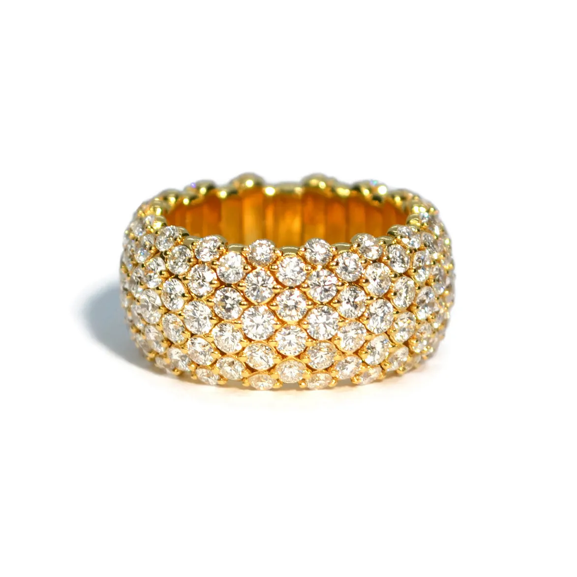 AFJ Diamond Collection - Large Flexible Ring with Diamonds, 18k Yellow Gold