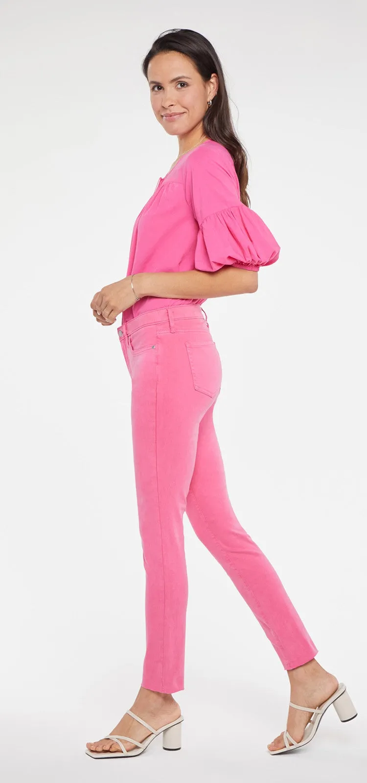 Alina Skinny Jeans Gerafelde Zoom Roze Premium Denim | Pink Peony