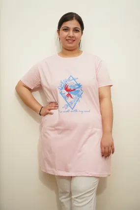 Baby Pink Women Cotton T-Shirt