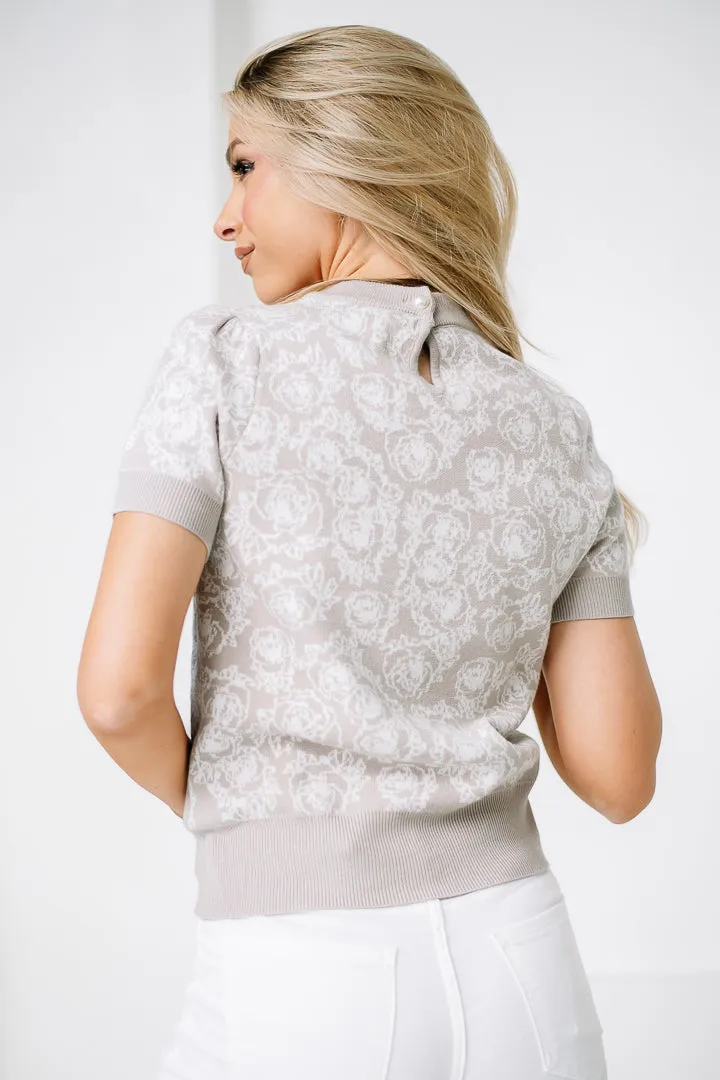 Back To It Rose Pattern Knit Top