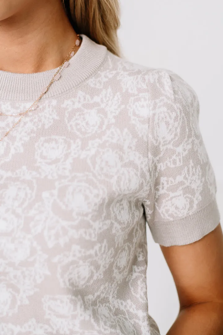 Back To It Rose Pattern Knit Top