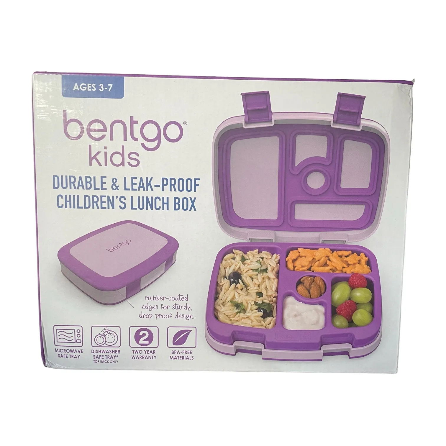 Bentgo Kids' Durable & Leakproof Lunch Box, Purple