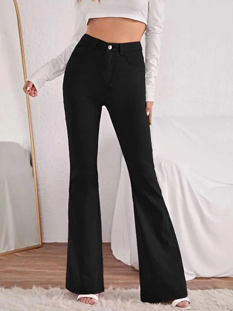 Black Bootcut Flare High Waist Jeans