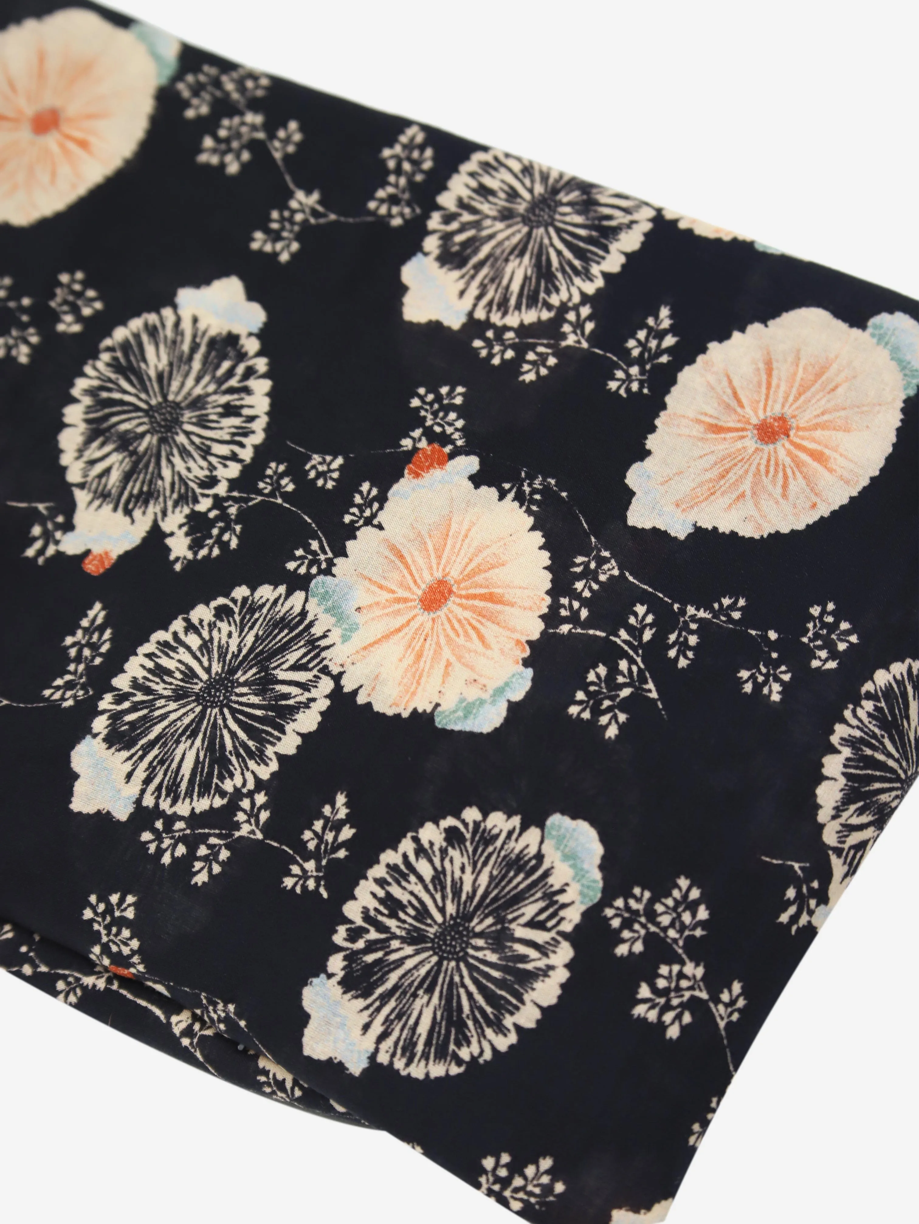 Black floral printed scarf