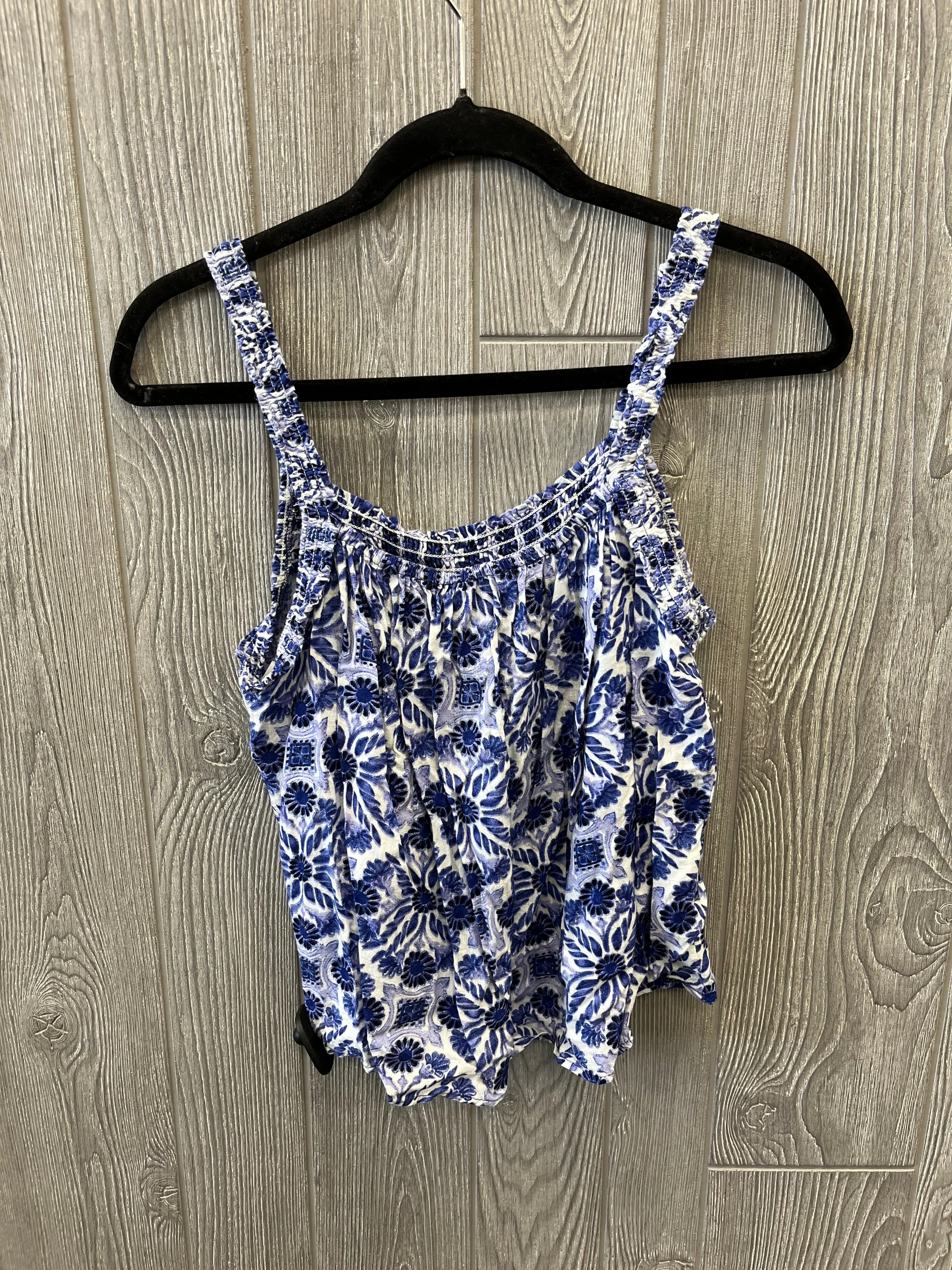 Blue & White Top Sleeveless Clothes Mentor, Size S