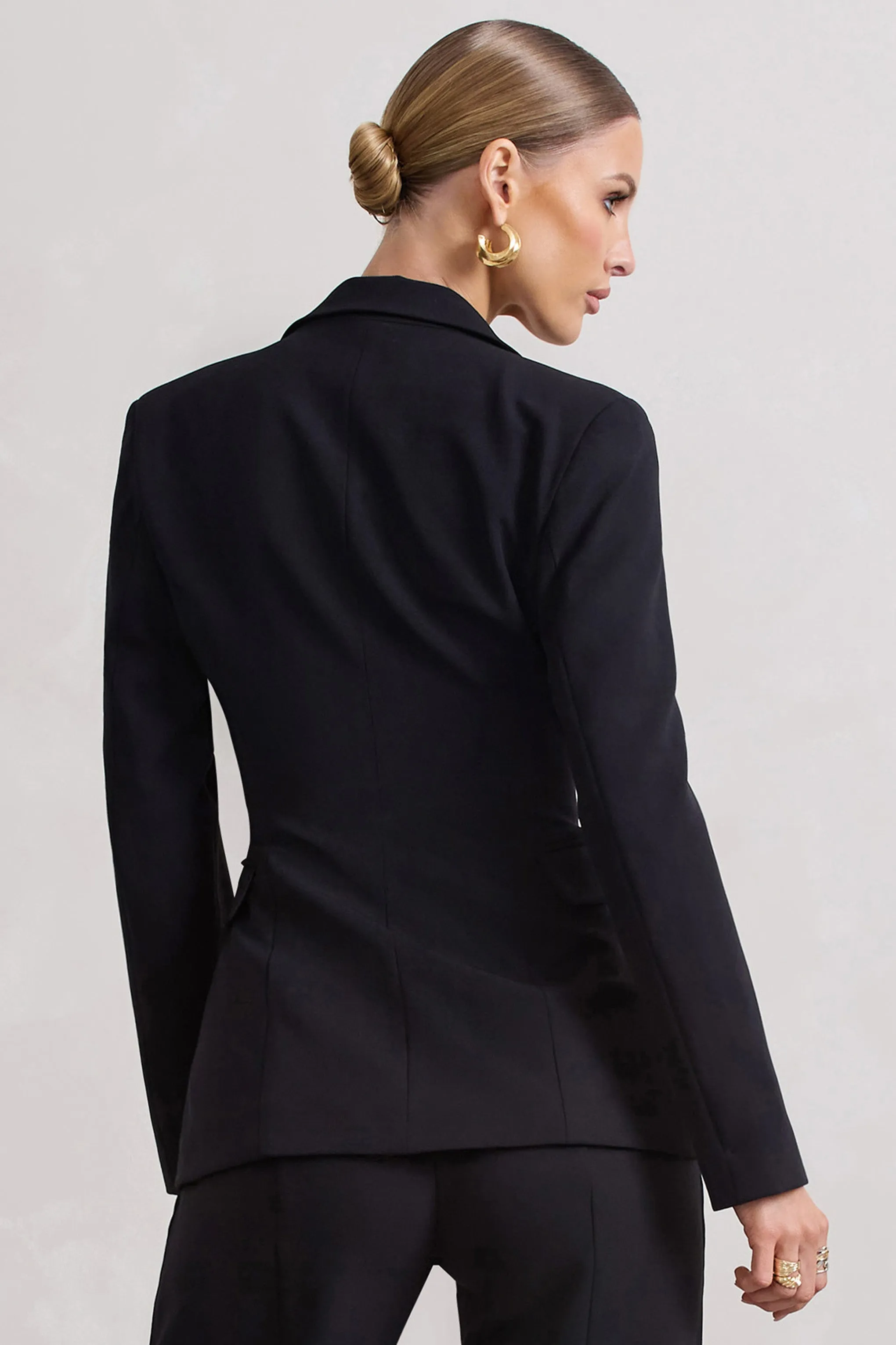 Candid | Black Fitted Blazer Jacket With Zip Details