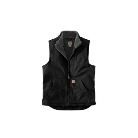 Carhartt Loose Fit Washed Duck Sherpa-Lined Mock-Neck Vest Black