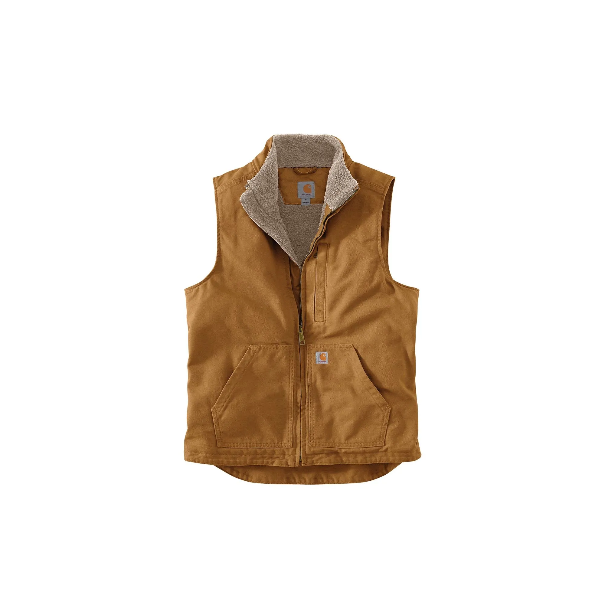 Carhartt Loose Fit Washed Duck Sherpa-Lined Mock-Neck Vest Carhartt Brown