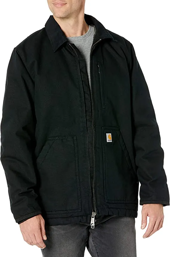 Carhartt Men's Loose Fit Washed Duck Sherpa-Lined Coat