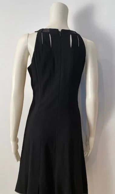 Chanel Black 11A, 2011 Fall halter pleated keyhole Dress Wool Satin US 6