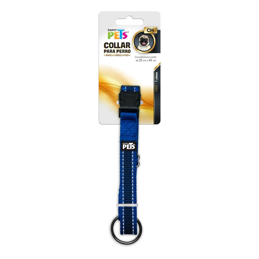 COLLAR CH C/ULTRA GRIP Y BANDAS REFLEJANTES AZUL FL8720