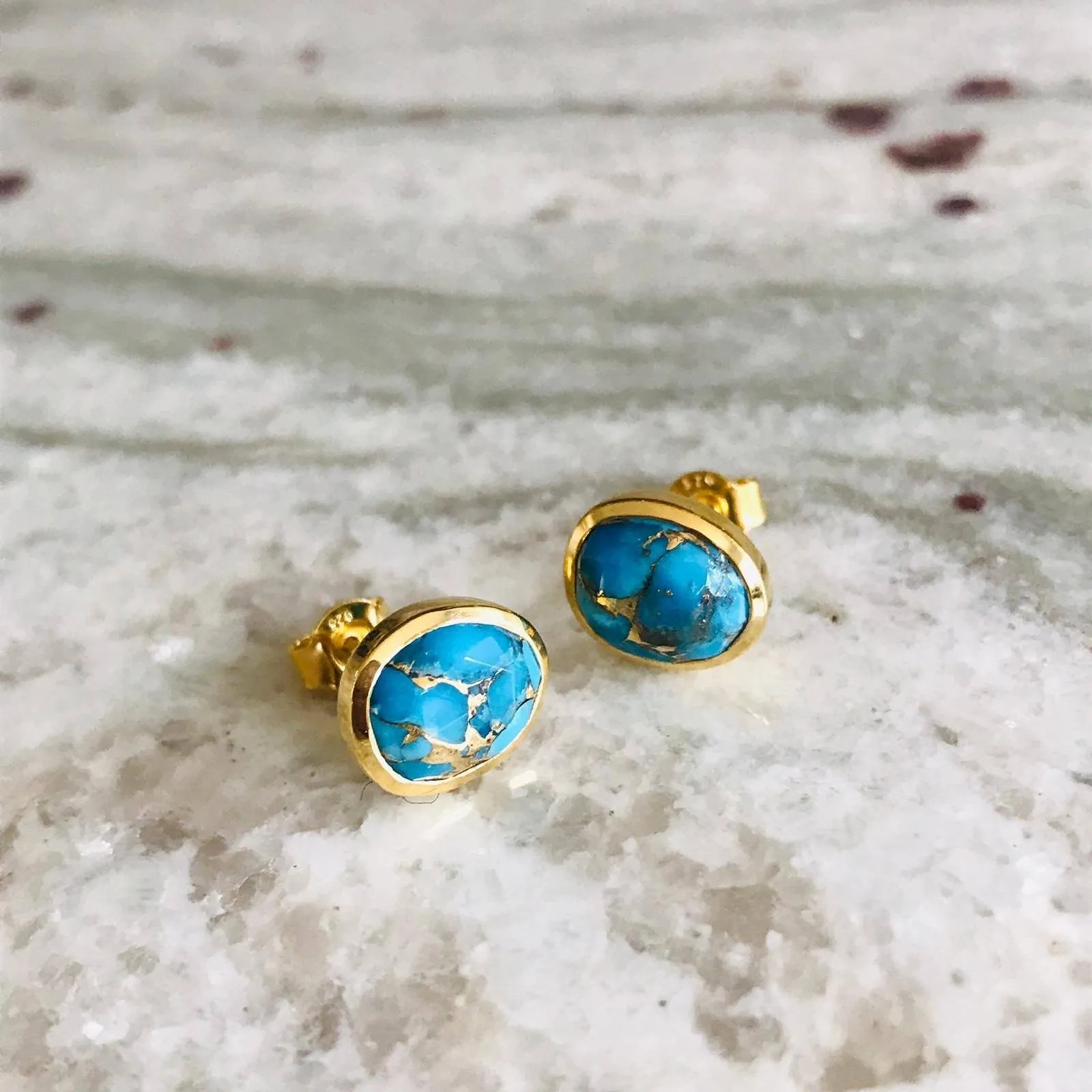 Copper Turquoise Stud Earrings