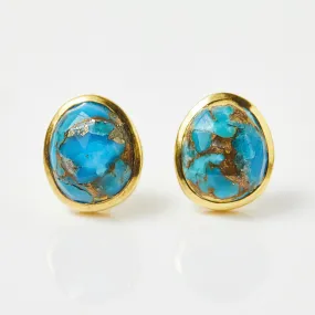 Copper Turquoise Stud Earrings