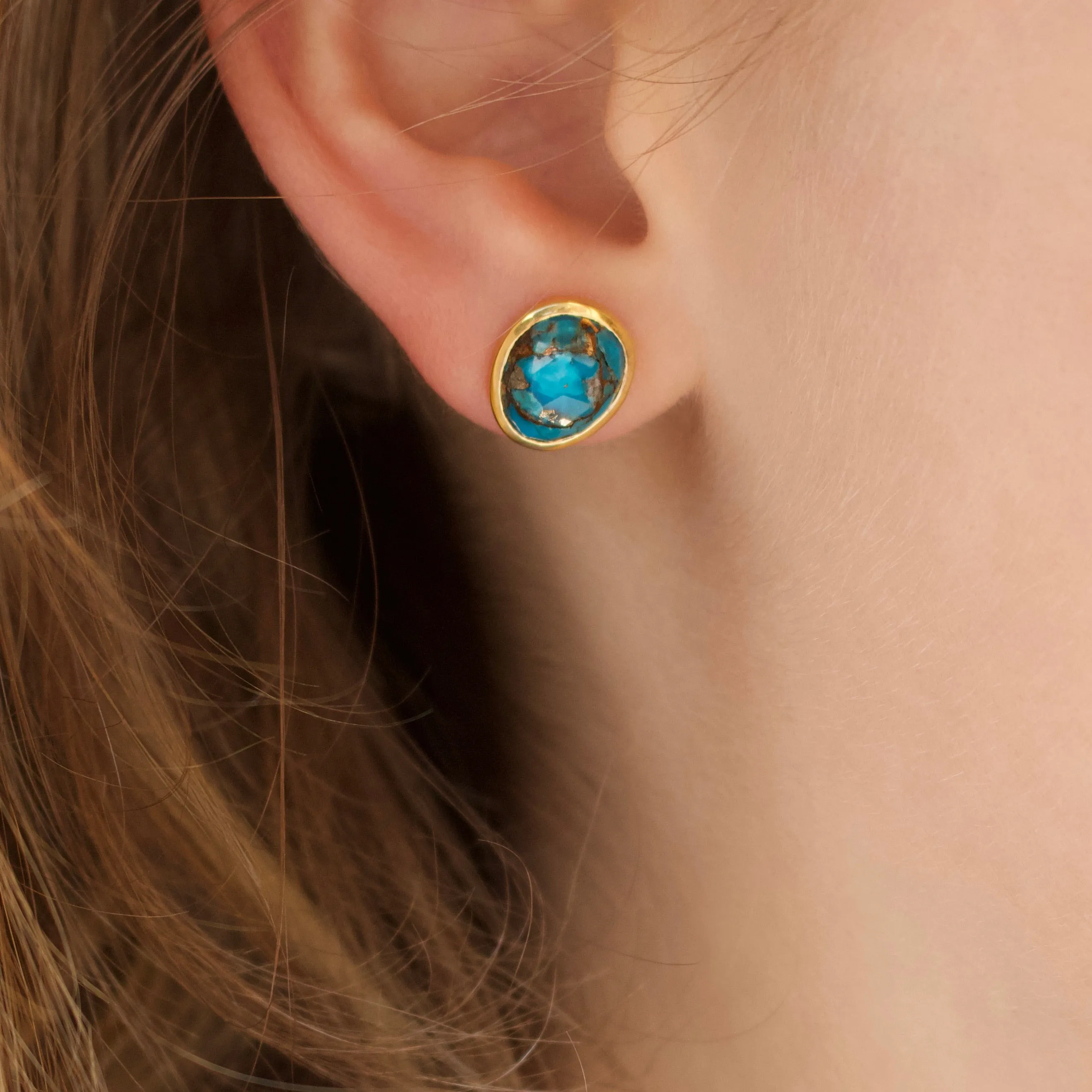 Copper Turquoise Stud Earrings