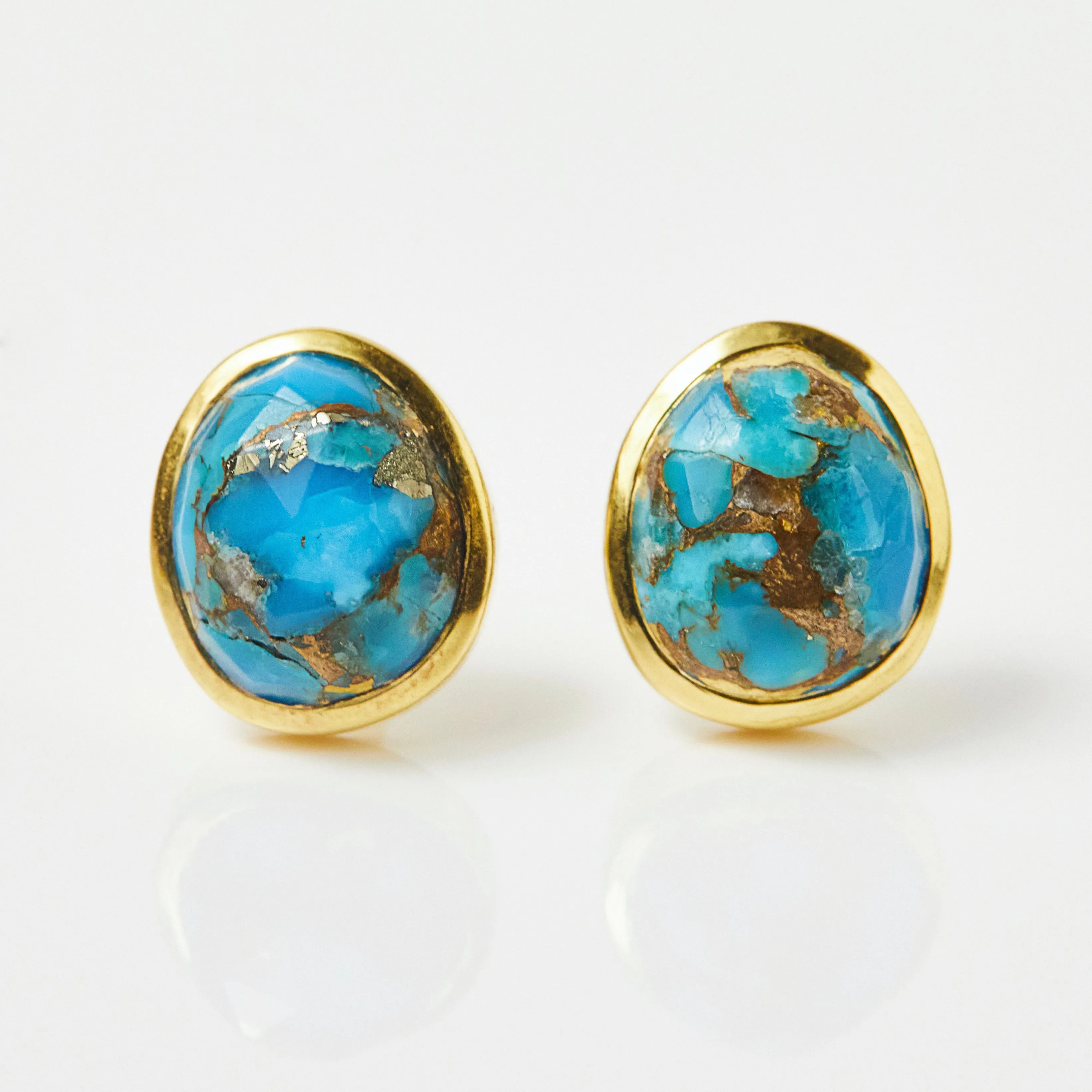 Copper Turquoise Stud Earrings