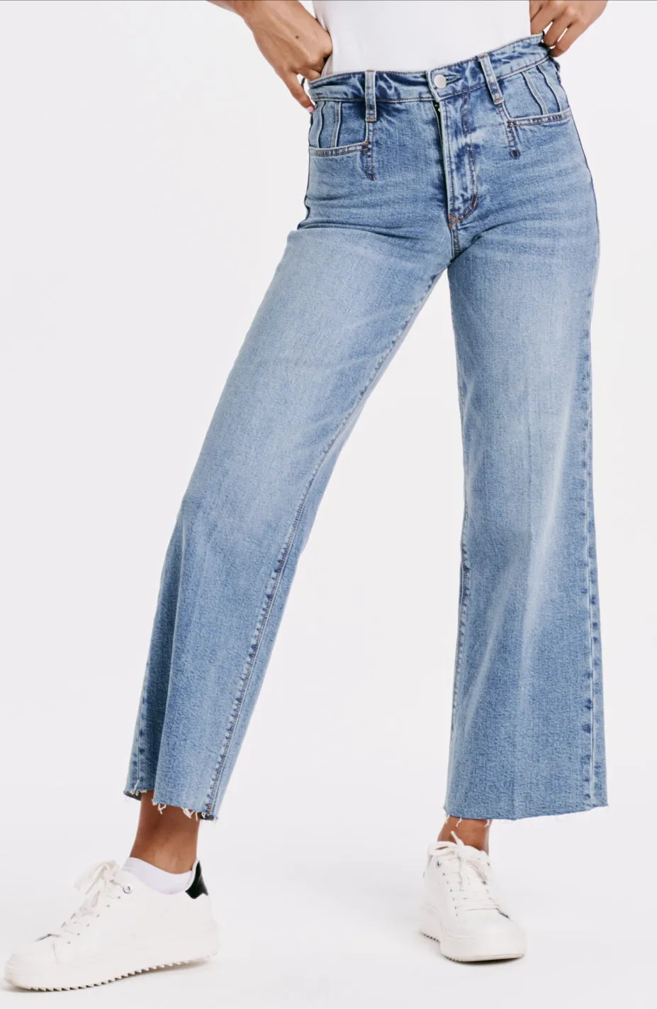 Dear John Holly Super High Rise Wide Hem Straight Jeans Crescent