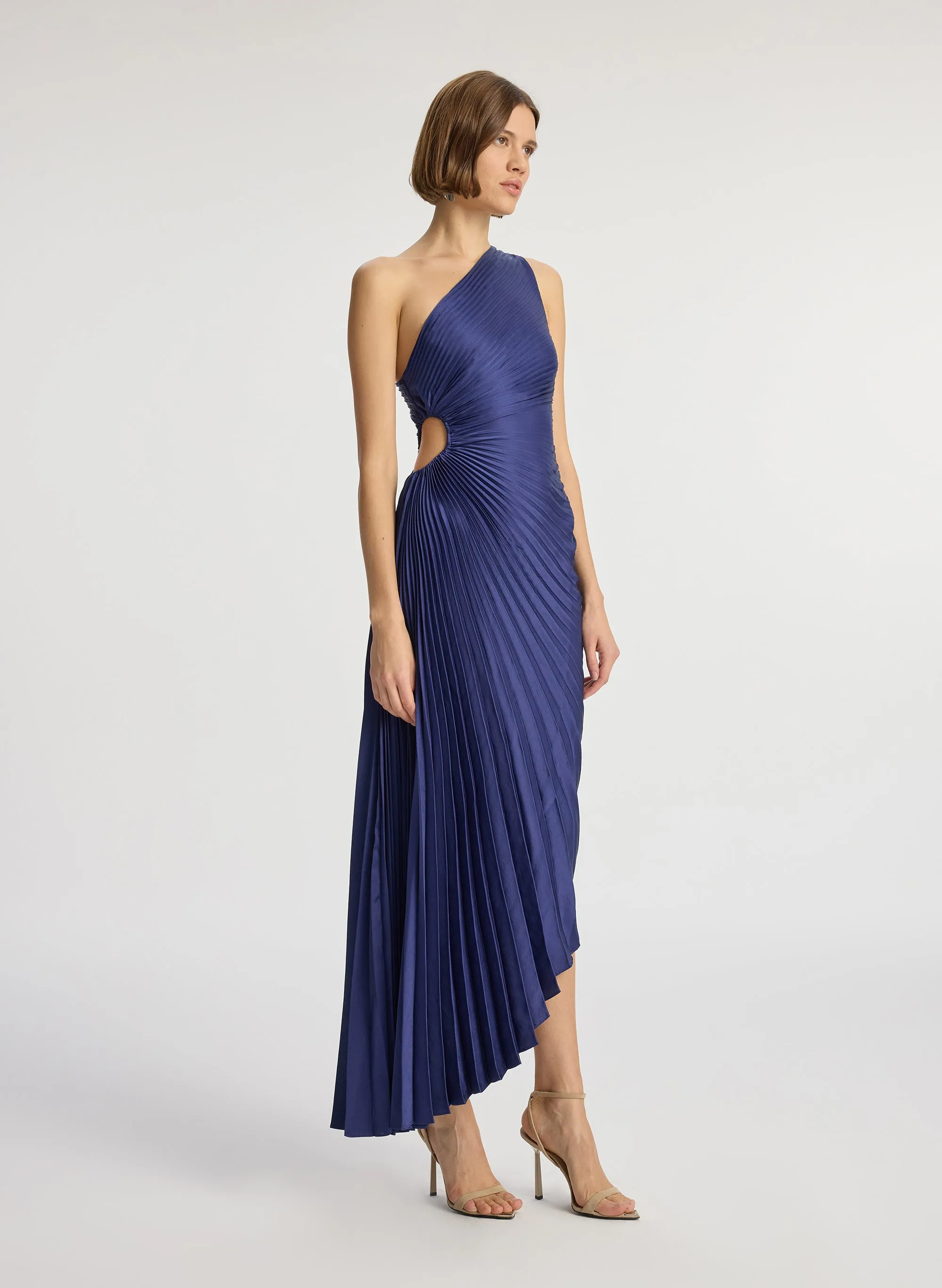 Delfina Satin Pleated Dress