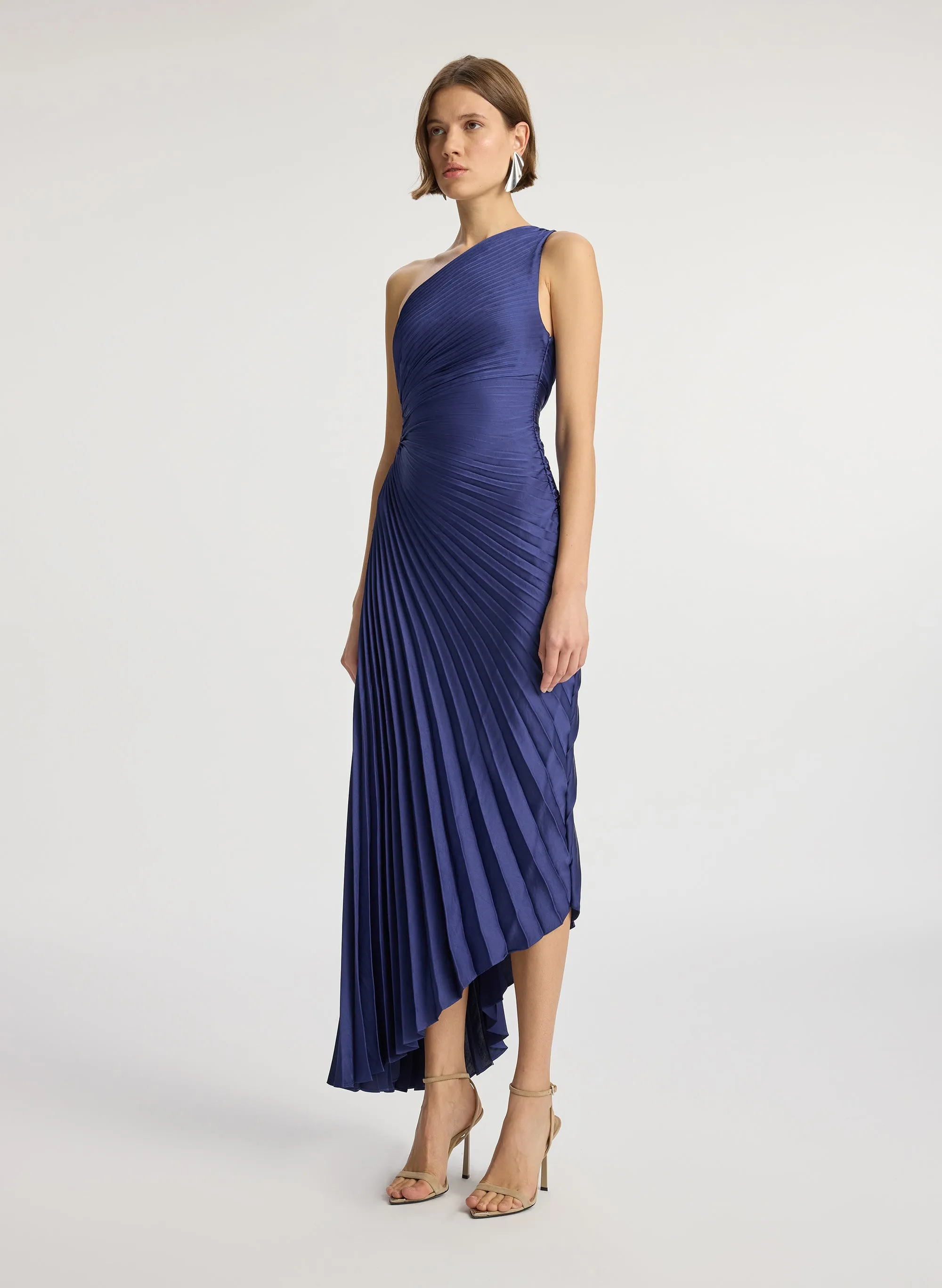 Delfina Satin Pleated Dress