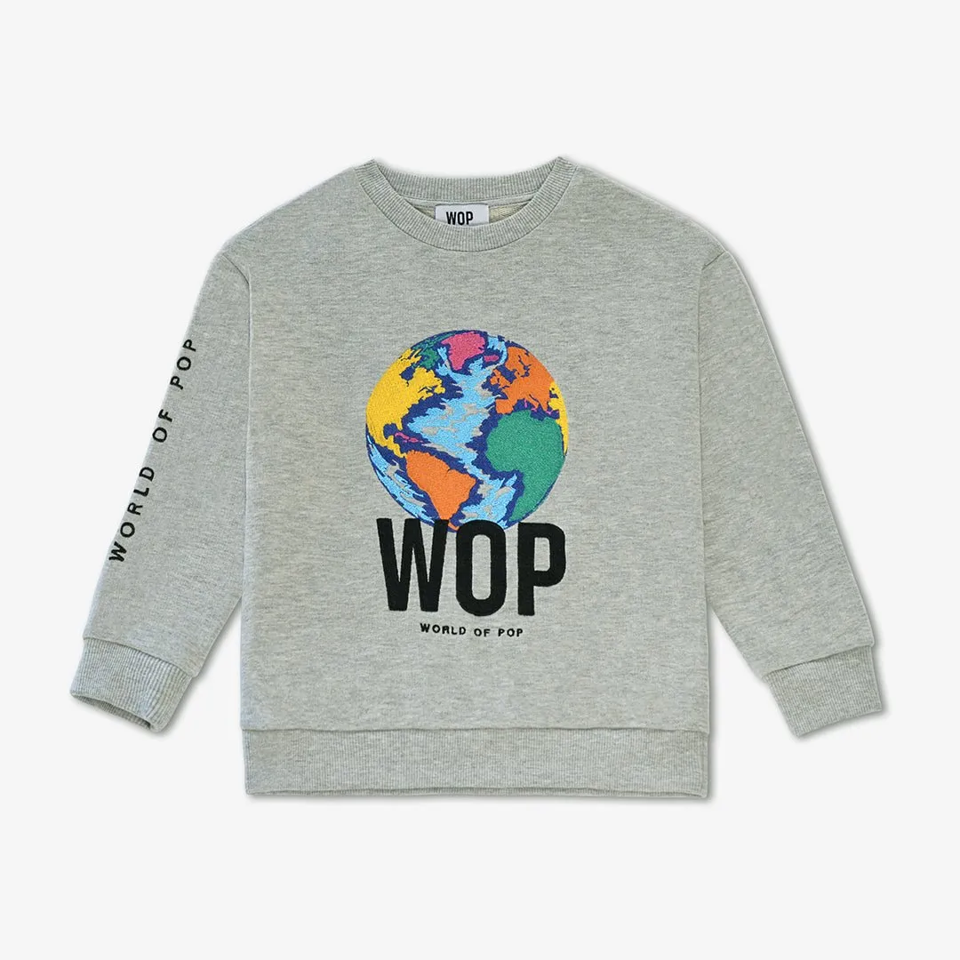 Embroidered sweatshirt for children in organic cotton