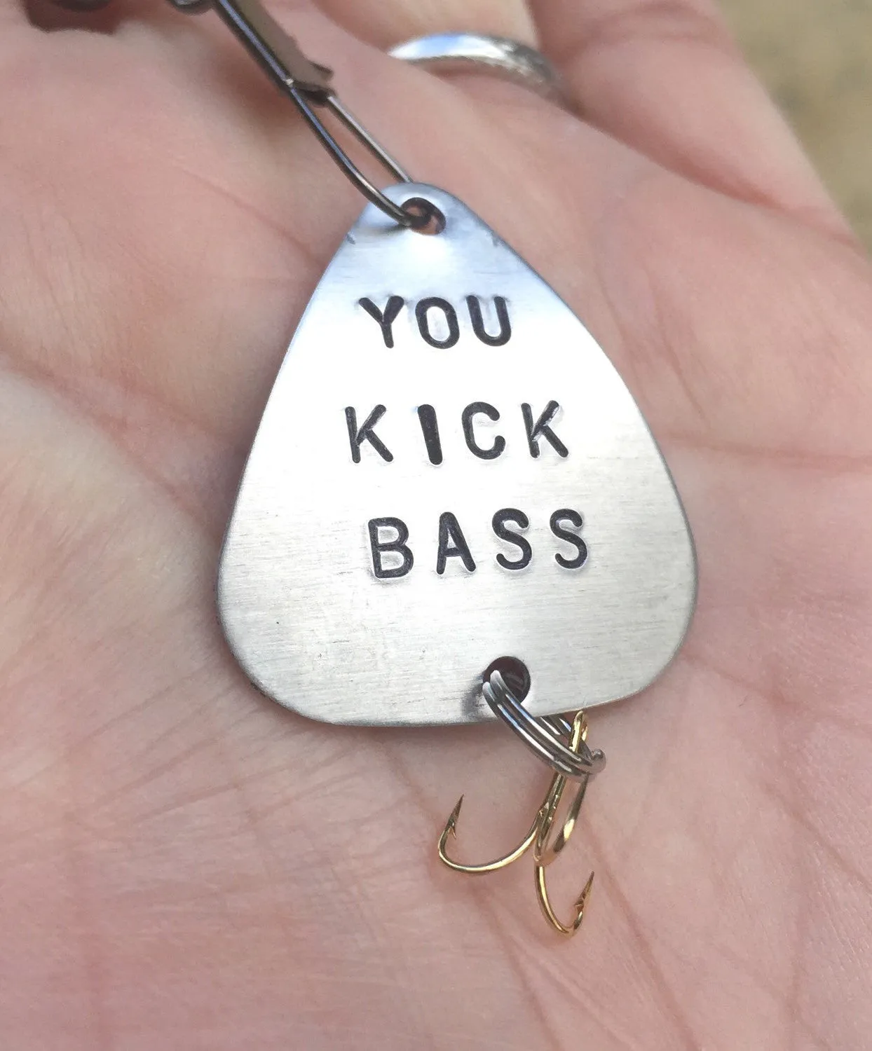 Fishing Lure,Fathers Day Gift, You Kick Bass, For Him, Boyfriend Gift, Personalized Fishing Lure, Hand Stamped Fishing Lure,natashaaloha