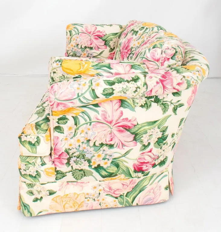 Floral Chintz Slipcovered Upholstered Sofa