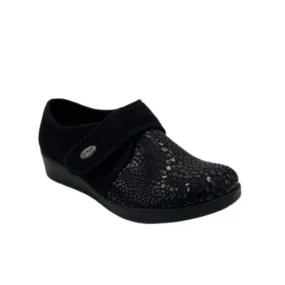 FLY FLOT - Art. N3886CD - Pantofola chiusa da Donna colore NERO- TESSUTO NUBUK