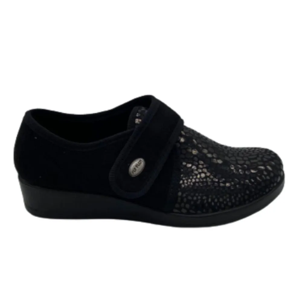 FLY FLOT - Art. N3886CD - Pantofola chiusa da Donna colore NERO- TESSUTO NUBUK