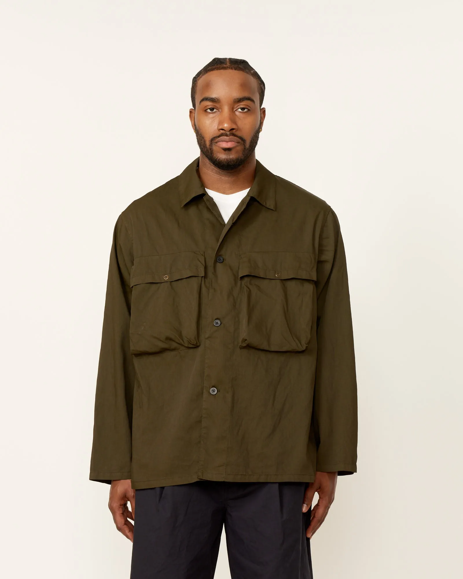 Garment Dye Shirt Jacket in Dark Olive