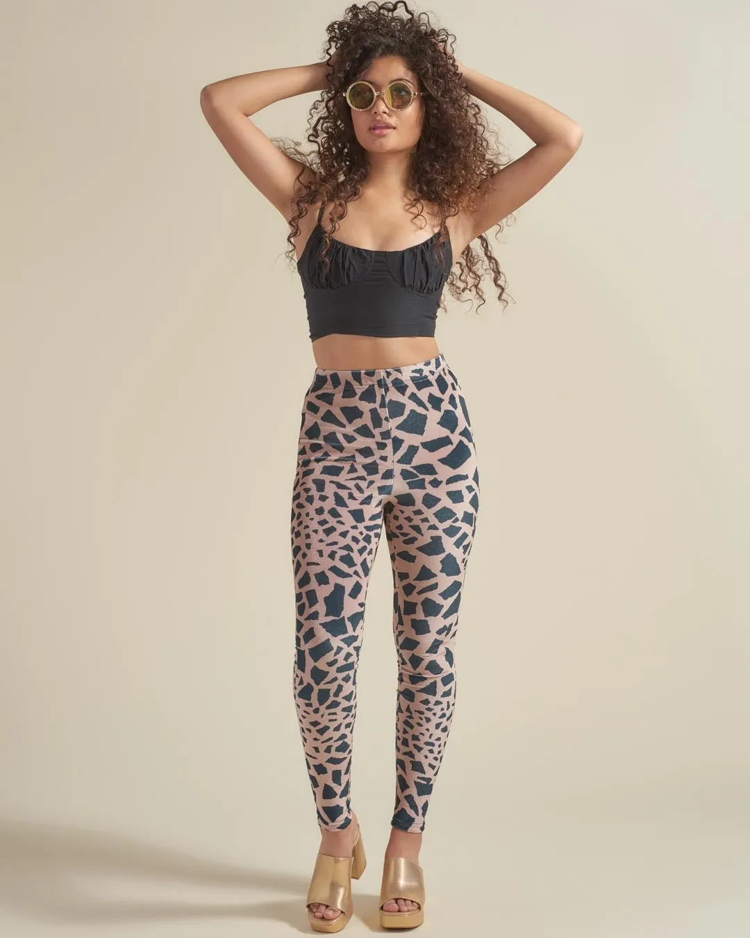 Giraffe High-Waisted Velvet Leggings | Women's