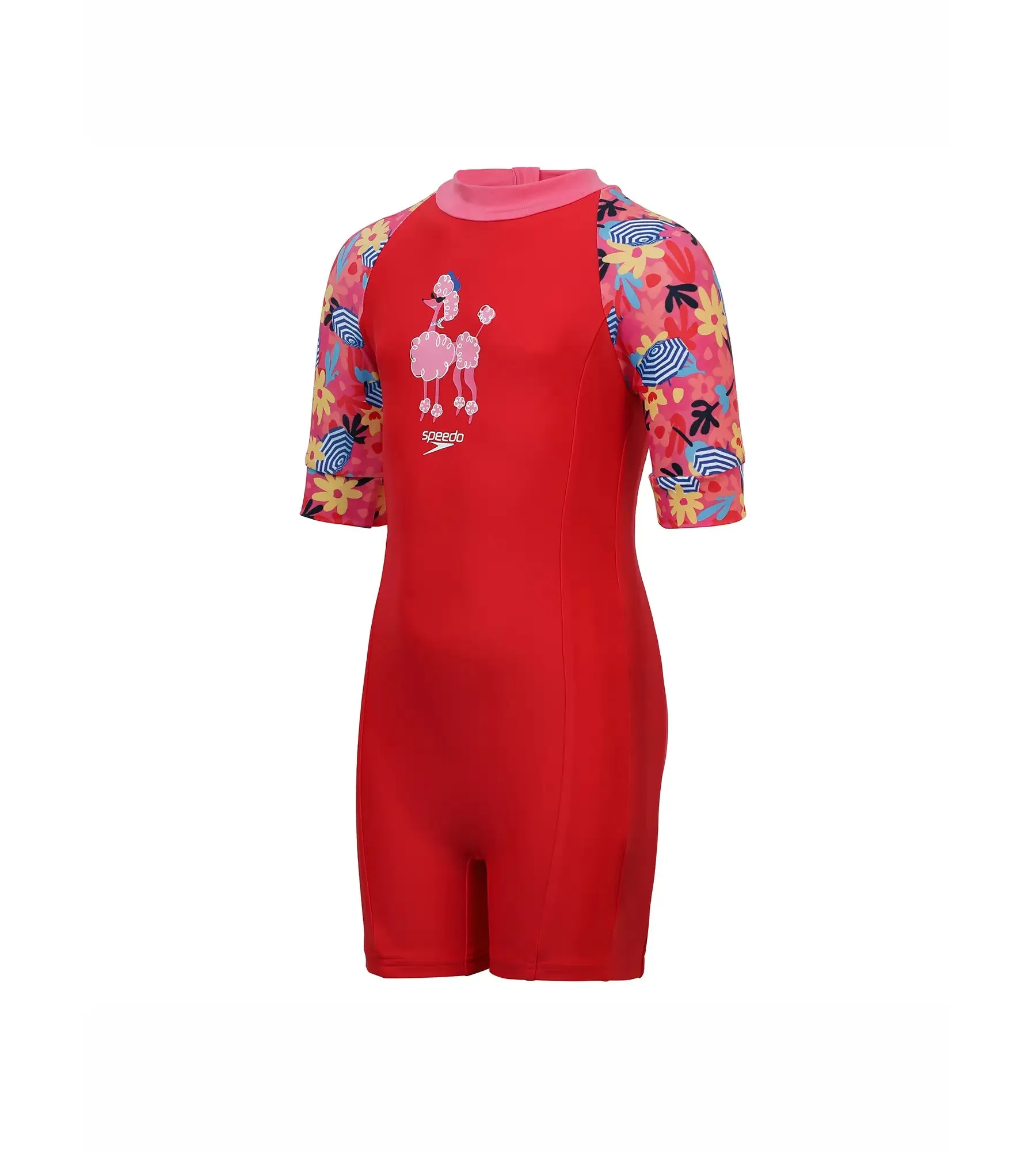 Girl's Endurance Essential All In One Suit - Risk Red & Summer Yellow