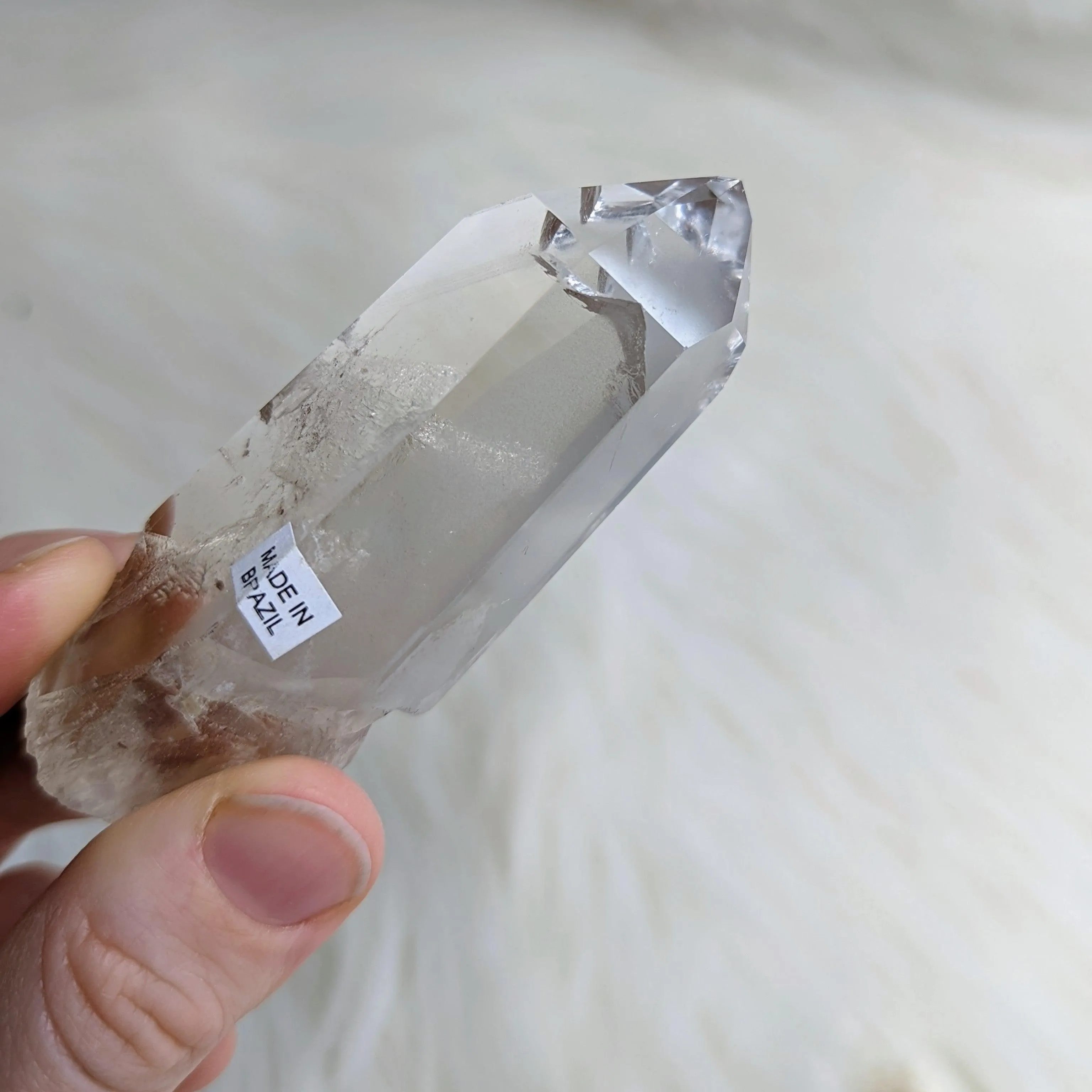 Gorgeous Rainbow Inclusion~ Ultra Clear Quartz Phantom Polished Point ~AA Grade from Brazil