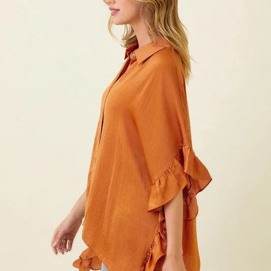 Hellen Draped Button Down Top