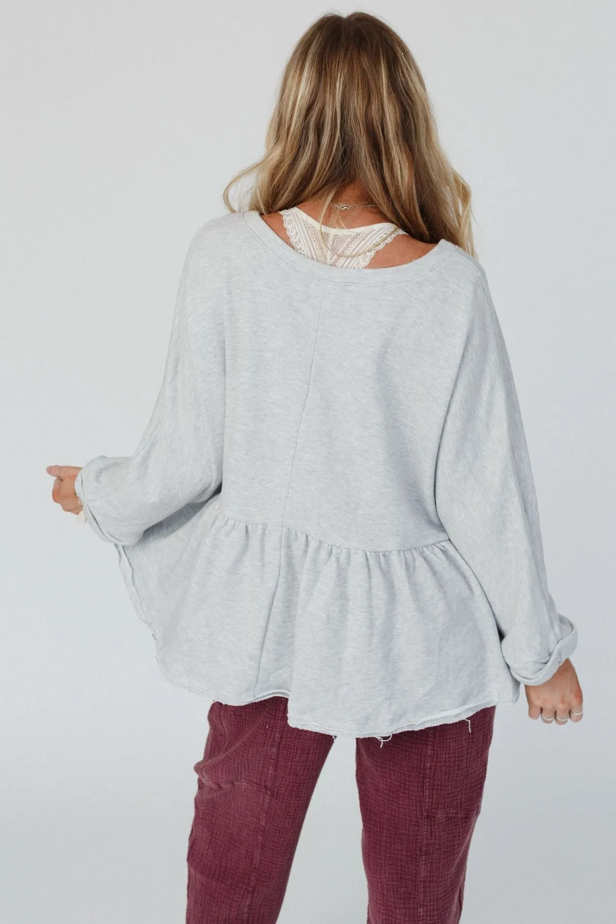 Hidden Springs Baby Doll Top - Heather Gray