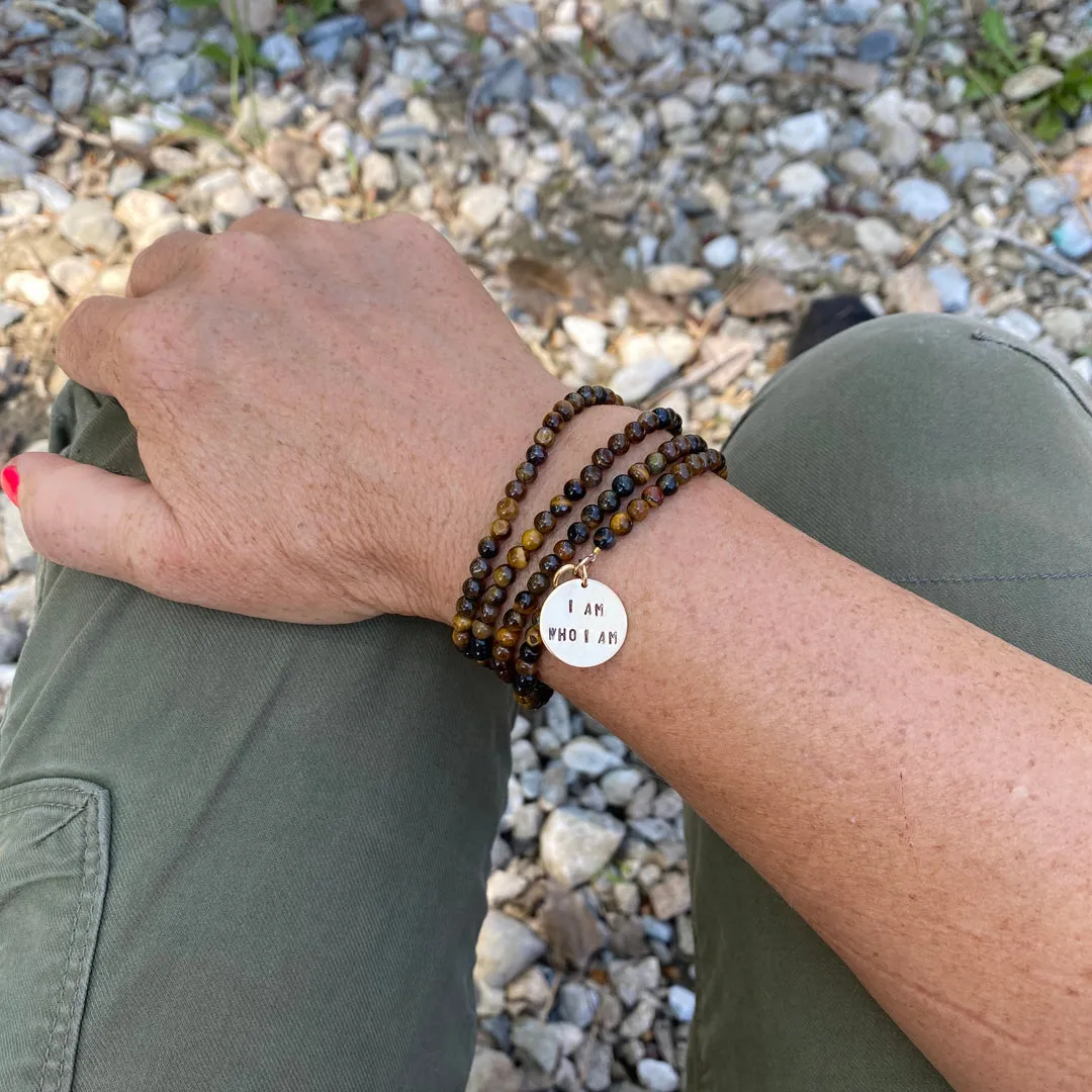 I am who I am - Affirmation Wrap Bracelet with Tiger Eye