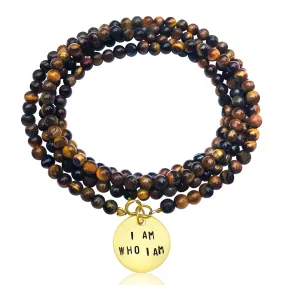 I am who I am - Affirmation Wrap Bracelet with Tiger Eye