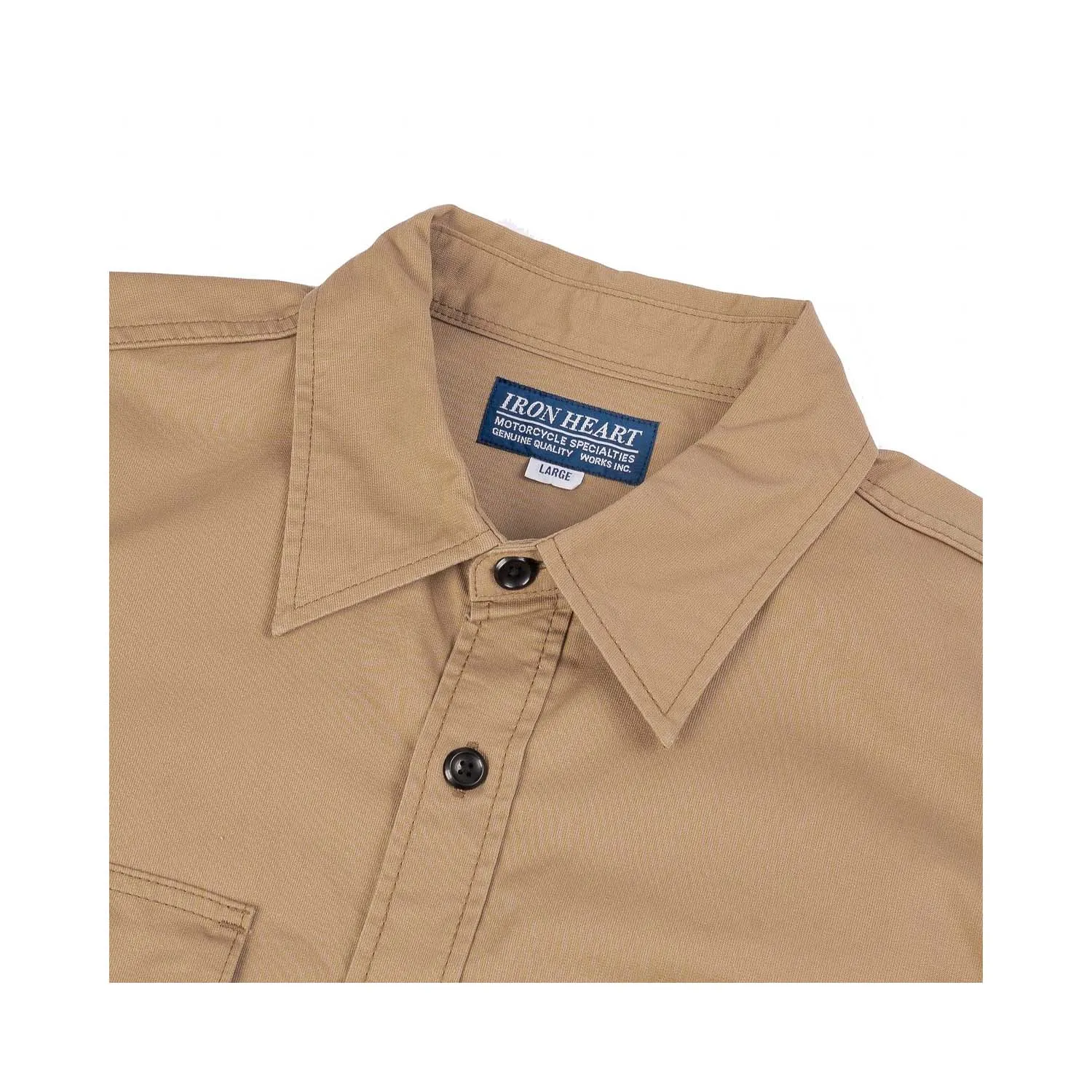 Iron Heart IHSH-319-KHA 8oz Military Shirt Khaki FINAL SALE